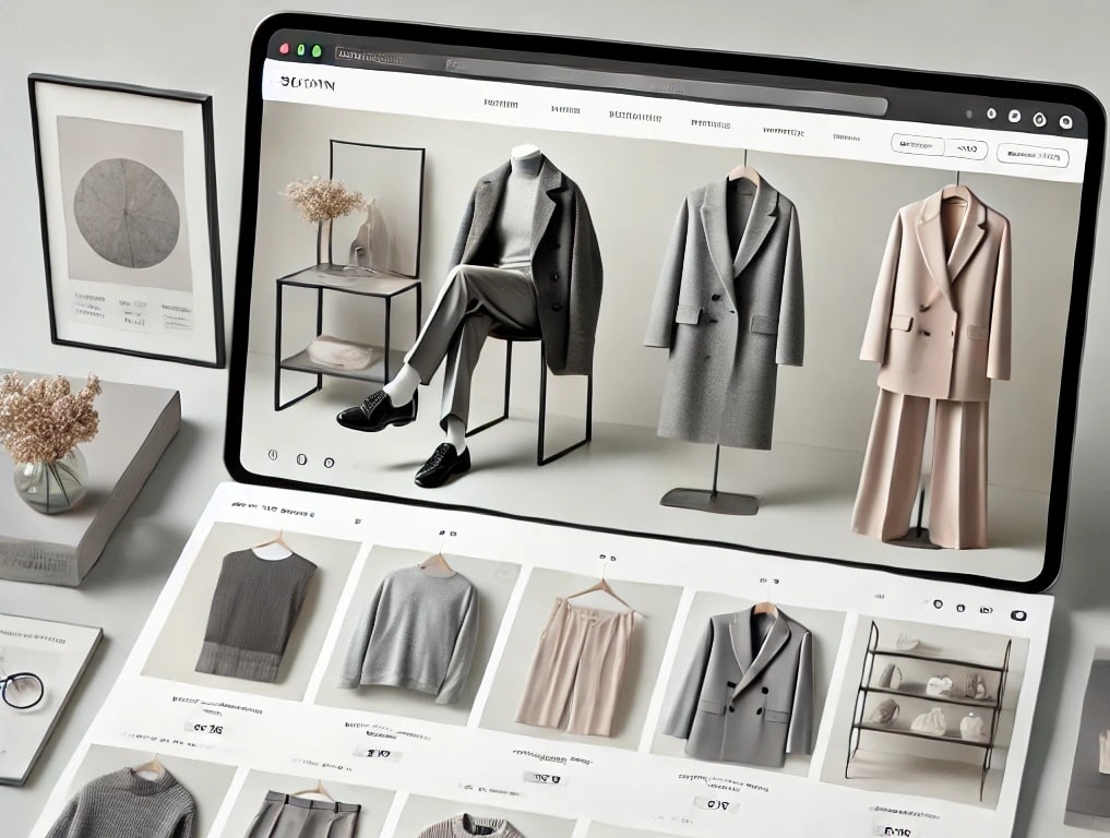 Minimalist fashion e-commerce website interface for London Luxe Apparel